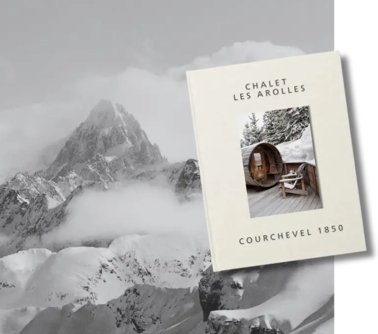 Brochure du chalet Les Arolles devant les sommets enneigés
