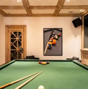 Billard table and access to the wine cellar